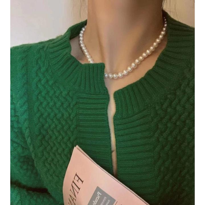 N403 vòng cổ hạt Trai, dây chuyền hạt bẹt dây chuyền choker hạt nhiều kích cỡ kiểu dáng sang trọng cho nữ