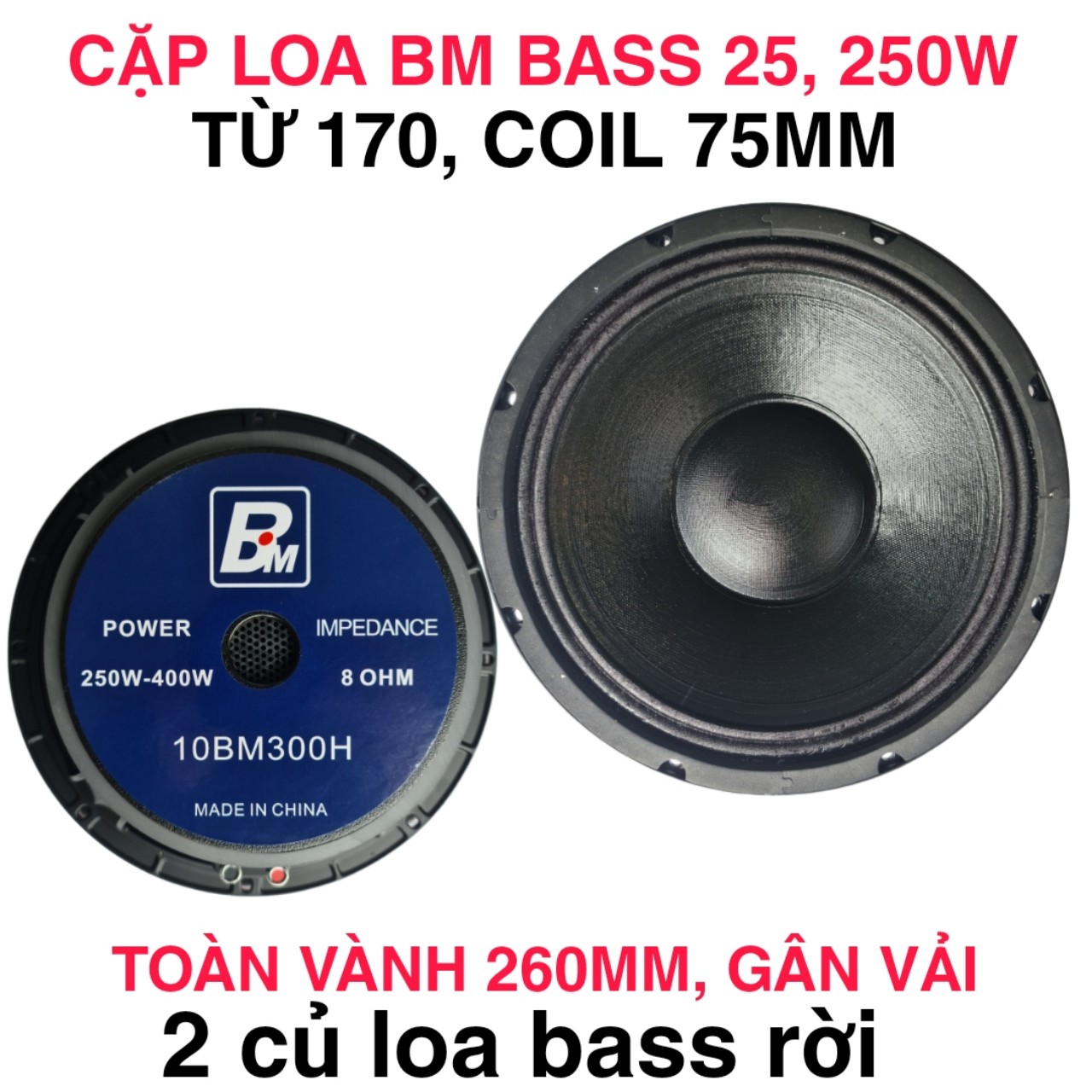 LOA BASS 25 BM TỪ 170MM COIL 75 CAO CẤP - GIÁ 1 CẶP - ĐÔI LOA BASS 2 TẤC RƯỠI