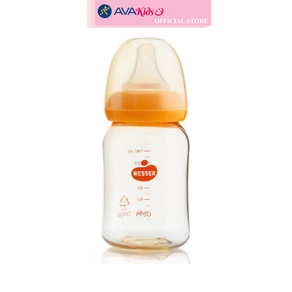 Bình sữa nhựa PPSU Wesser TBSWPP140 cổ hẹp 140 ml (0 - 3 tháng)