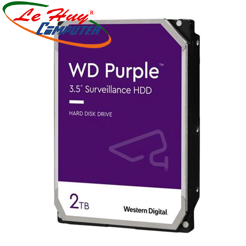 Ổ cứng HDD Western Purple 2TB 3.5 inch SATA III 64MB Cache 5400RPM WD23PURZ Hàng Chính Hãng