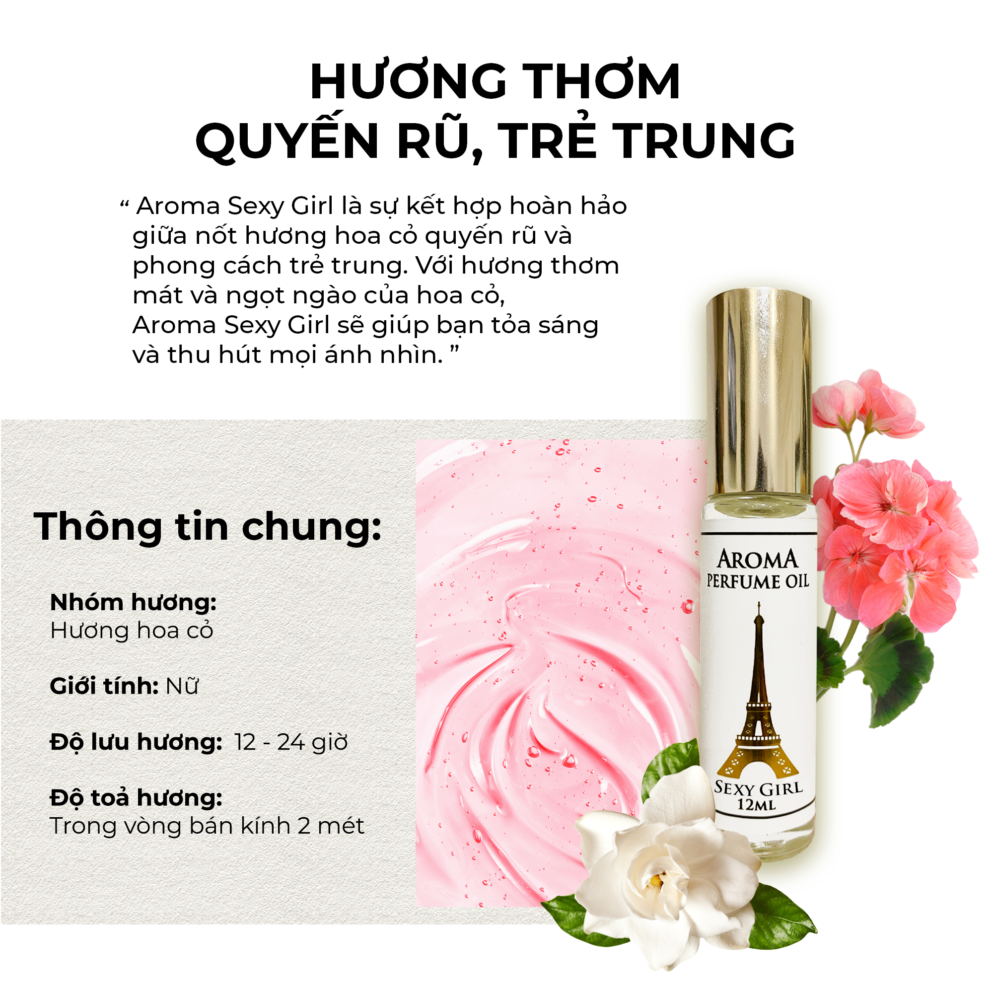 Aroma Sexy Girl – Tinh Dầu Nước Hoa Pháp Dạng Lăn 12ml