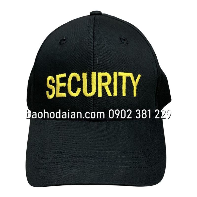 Mũ kết bảo vệ, vệ sĩ màu đen thêu logo Security cao cấp