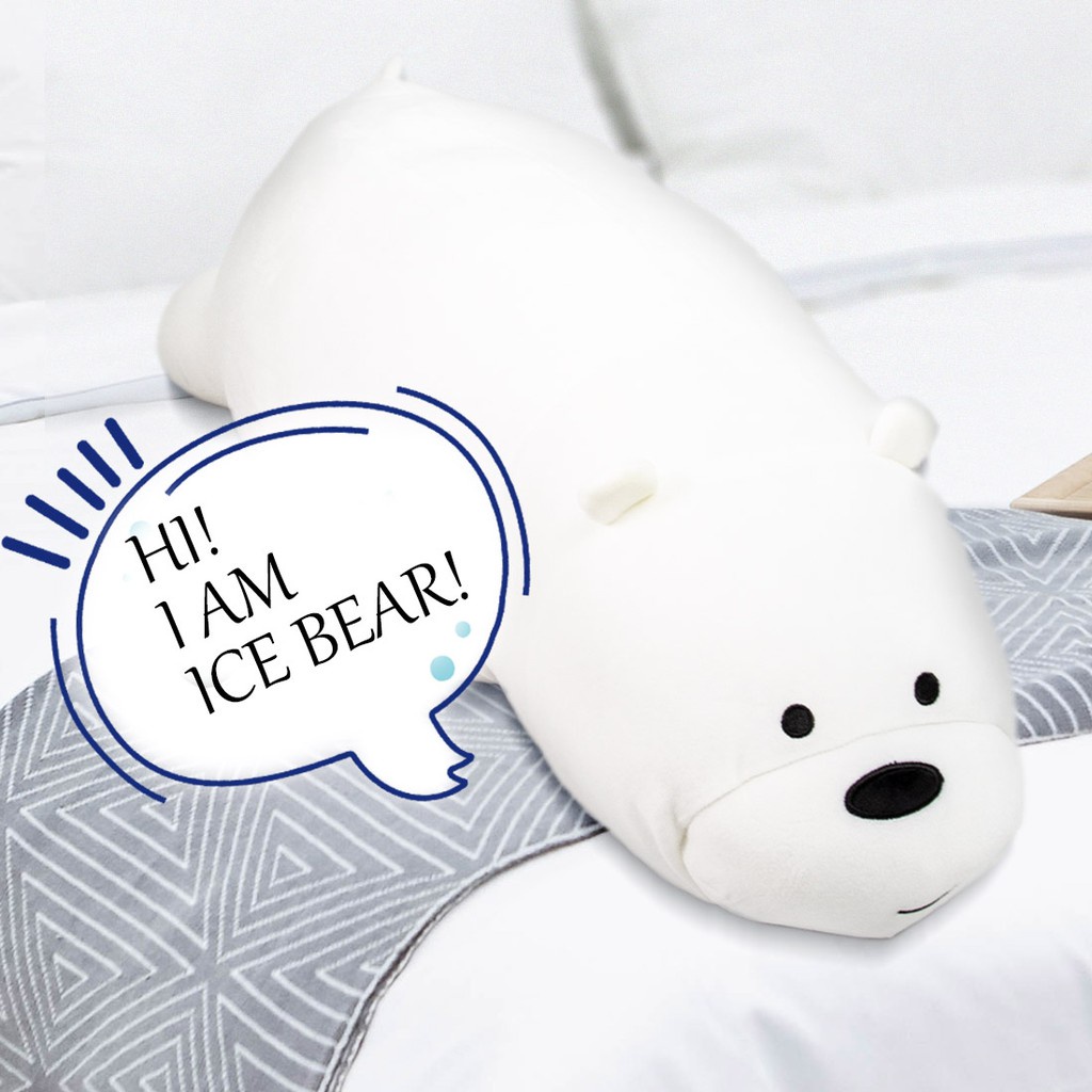 Thú bông Miniso x  We Bare Bears Ice Bear tư thế nằm sấp đáng yêu