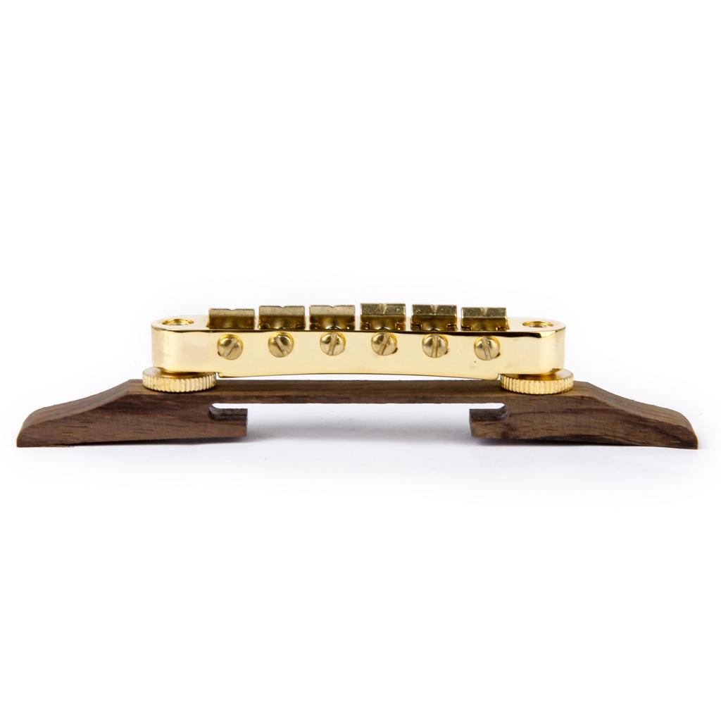 Jazz Guitar Rosewood Bridge Saddles Gold +Silver Jazz Guitar Roller Bridge