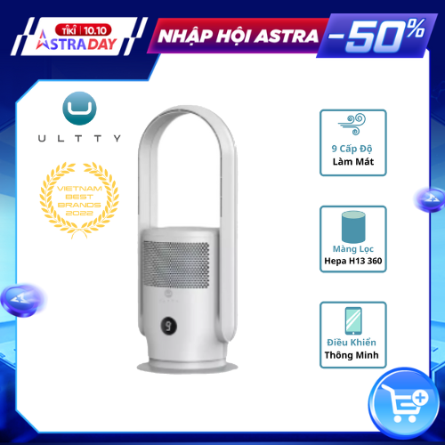 Máy Lọc Không Khí ULTTY SKJ-CR021 Dạng Quạt, Chế Độ Làm Mát 9 Cấp, Bộ Lọc HEPA H13 Loại Bỏ 99,97% Bụi Mịn, Vi Khuẩn, Virut - Màu Trắng - Hàng Chính Hãng