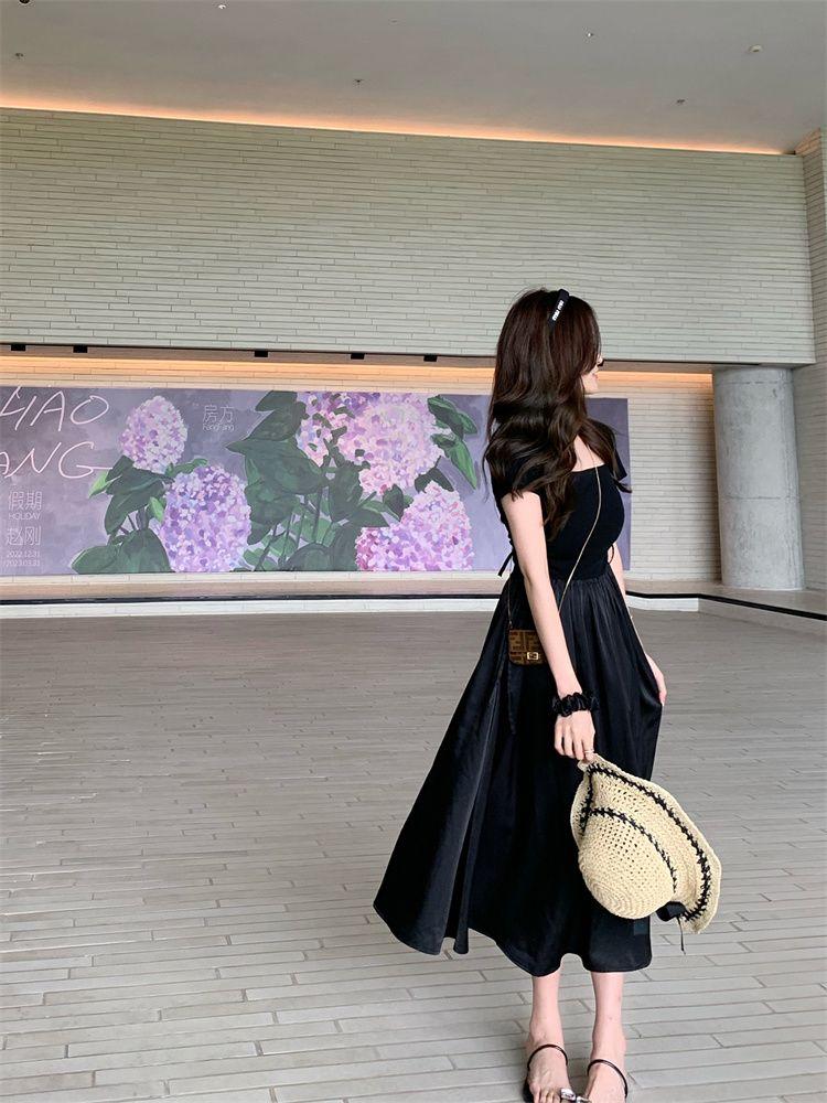 TOBE1SHOP Mùa xuân màu hồng Pháp ăn mặc nữ 2023 khí chất hiển thị gầy váy dài cao cấp Hepburn phong cách váy