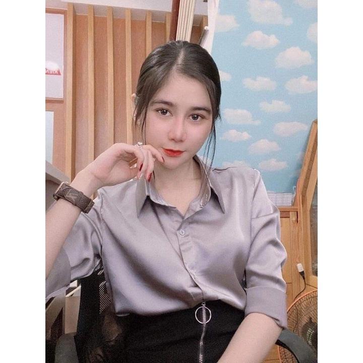 ÁO SƠ MI TRƠN LỤA SATIN 5 MÀU CỰC XINH AM76