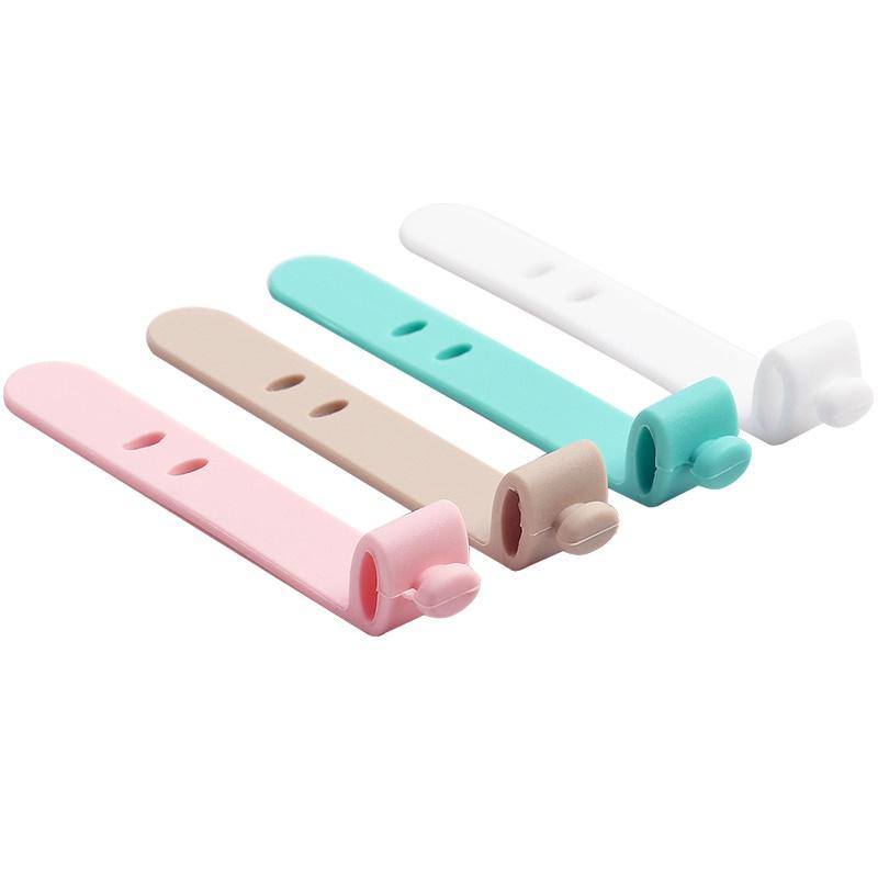 4pcs/set Silicone Straps Headphones Storage Soft Tape USB Wire Cable Tie Cable Organizer Winder