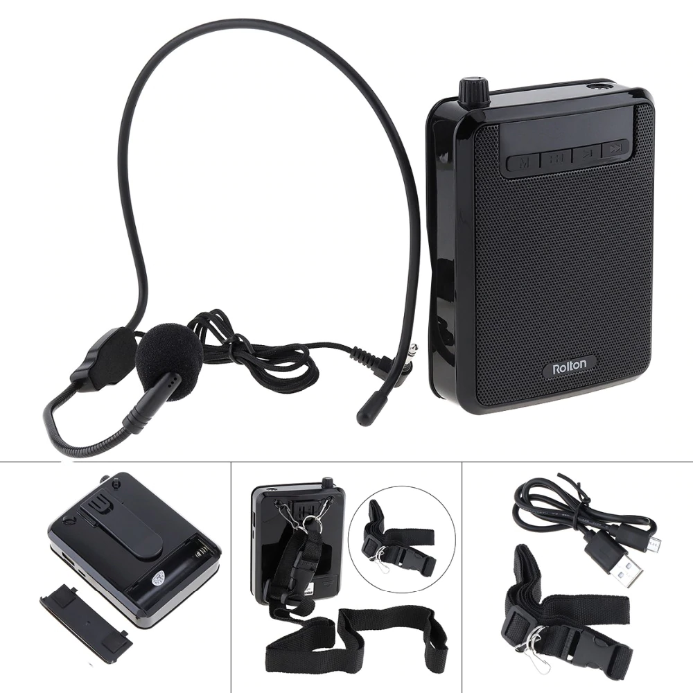 Loa trợ giảng ROLTON K300 – Công suất 5-10W, Tần số 50Hz – 17KHz, Kết nối đa dạng USB Thẻ nhớ gắn ngoài AUX, Pin Lithium 1200mAh 8-10 tiếng sử dụng, Âm thanh chuyên nghiệp, Thiết kế nhỏ gọn, Micro đeo tai, Giảng dạy, Hướng dẫn viên - Hàng nhập khẩu
