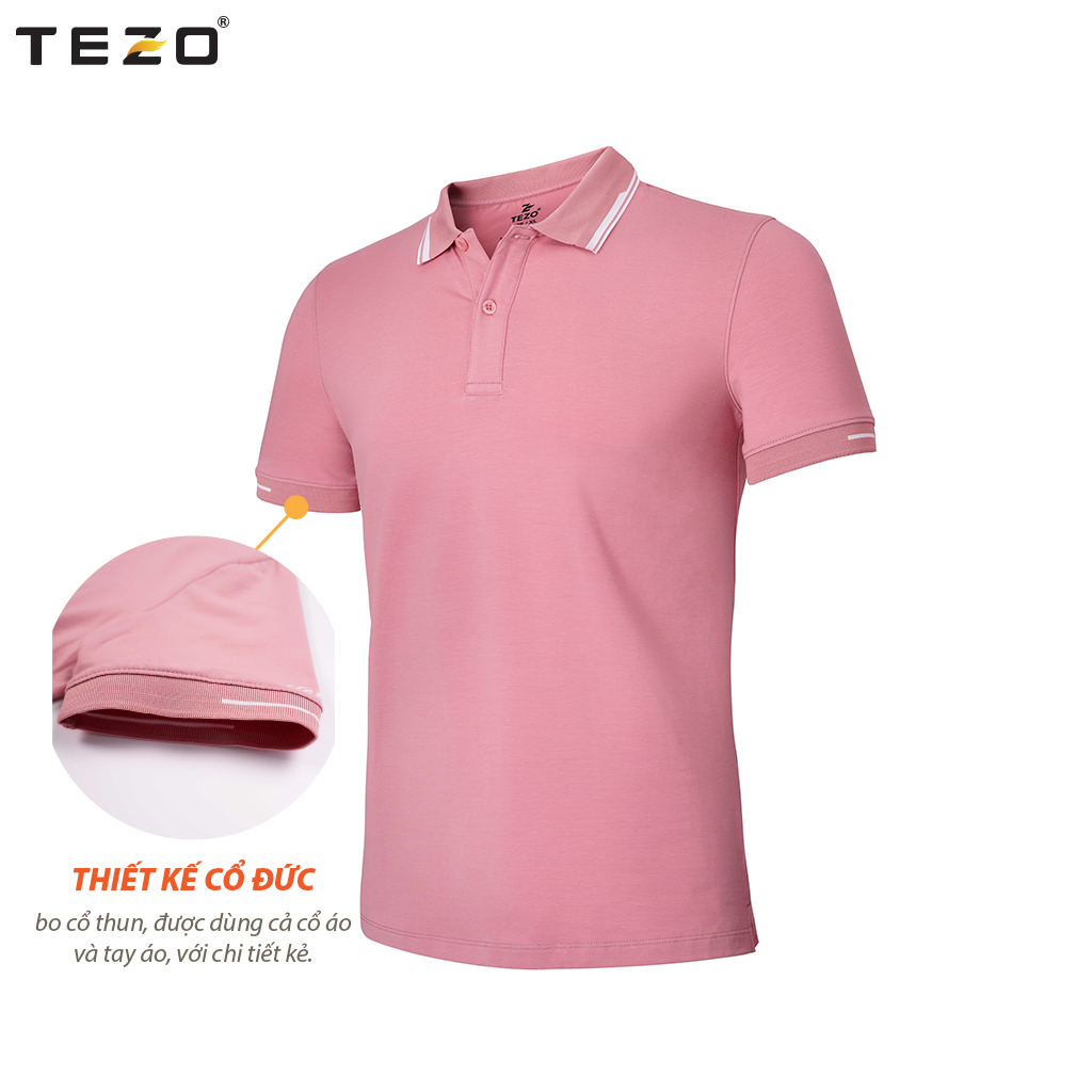 Áo polo trơn ngắn tay nam TEZO chất liệu cotton co dãn kiểu dáng body 5 màu trẻ trung lịch lãm 2106APCT12