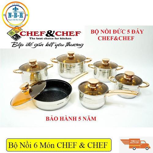 Bộ nồi Chef&Chef 6 món vung kính cao cấp