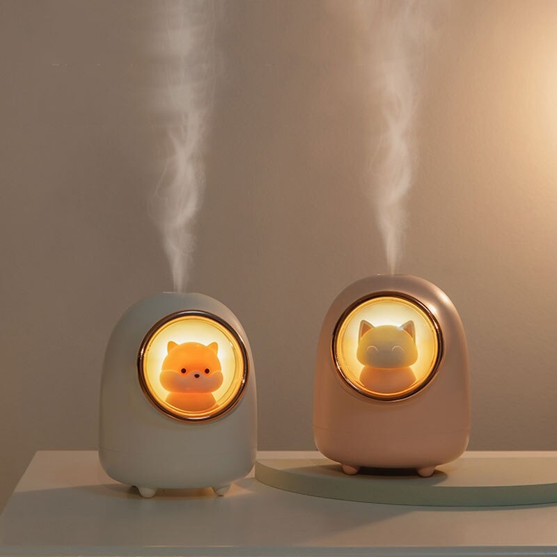 Máy PHUN SƯƠNG tạo ẩm tích hợp ĐÈN NGỦ không dây SPEVI, Pin sạc USB 1200MAH dùng cho Ôtô, decor phòng ngủ, làm việc, trang trí, style dễ thương, hiện đại - Hàng Chính Hãng