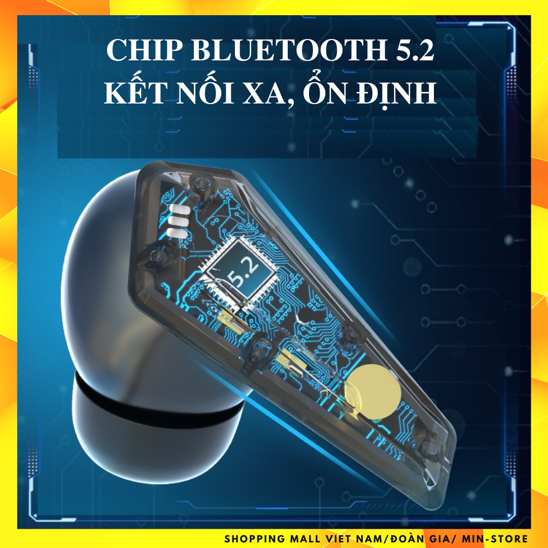 Tai nghe gaming không dây M5 Vàng tặng găng gaming chip Bluetooth 5.2 gaming âm trầm kèm chế độ kép nhạc và game ( Bản quốc tế)