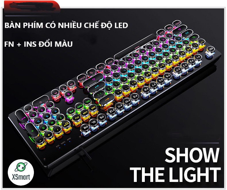 Bộ Chuột Và Bàn Phím CƠ XSmart Gaming LED Nhiều Màu Cho Máy Tính Laptop PC T907+V8 Tia Sét Cao Cấp - Hàng Chính Hãng