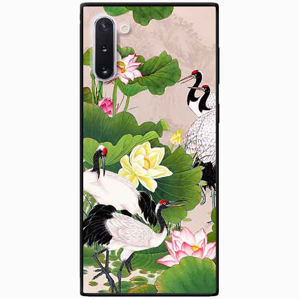 Ốp lưng in cho Samsung Note 10 Mẫu Sen Và Hạc