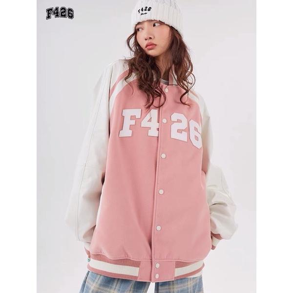 Hình ảnh Áo khoác bomber bóng chày kaki nhung gân 2 lớp F426 unisex ulzzang nữ AK761