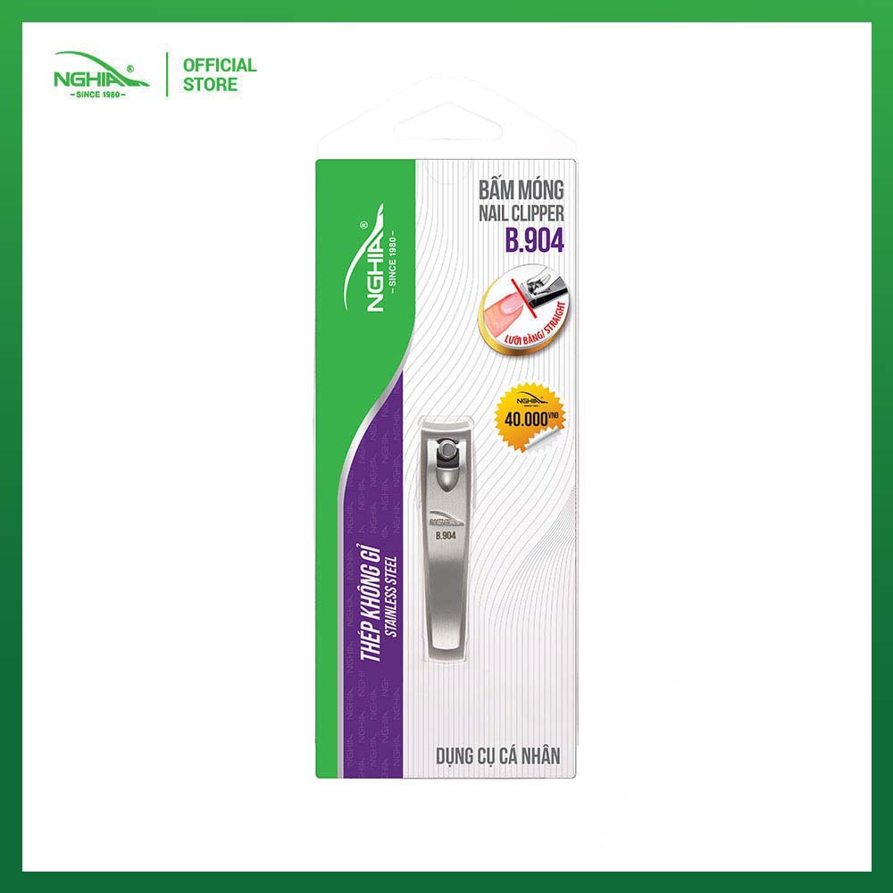 Bấm Móng Tay Chân Thép Không Gỉ KỀM NGHĨA B.904 - Lưỡi Cong