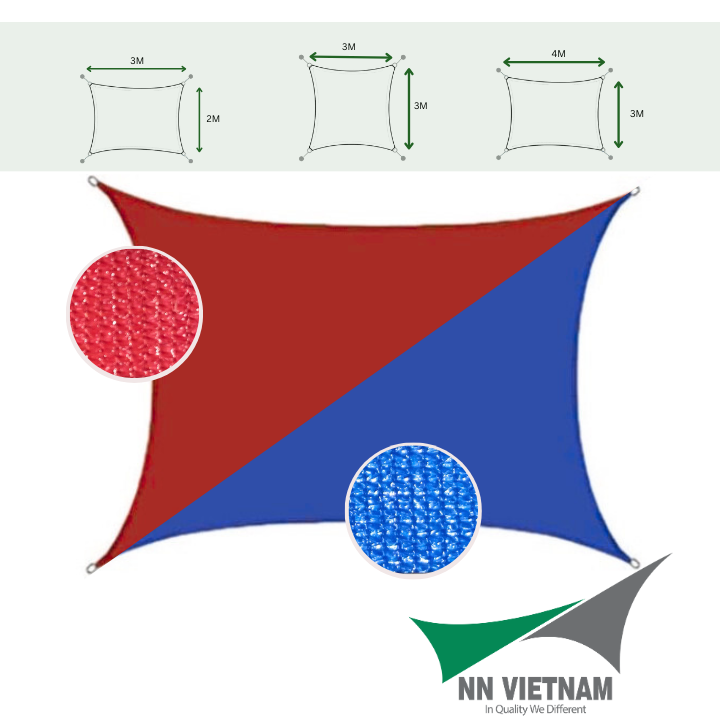 Lưới Che Nắng Tứ Giác Cắt Bo Cong – Phối 2 Màu, Che Nắng 90%, Thẩm Mỹ Cao