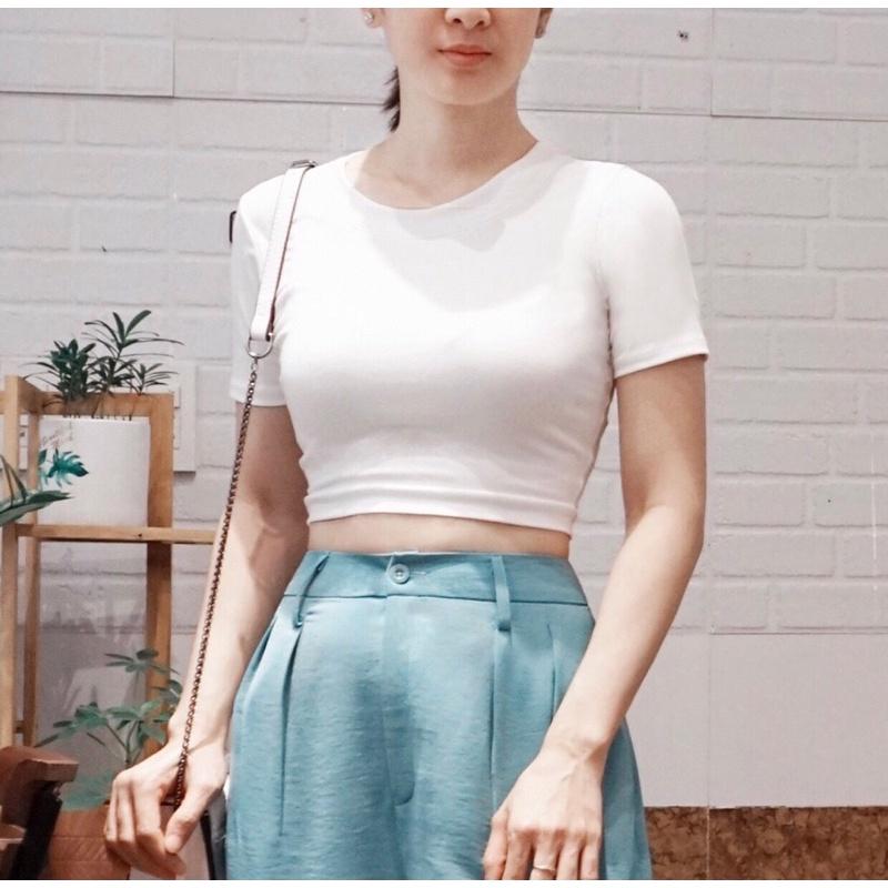 FA535N Áo ôm croptop cổ tròn tay ngắn