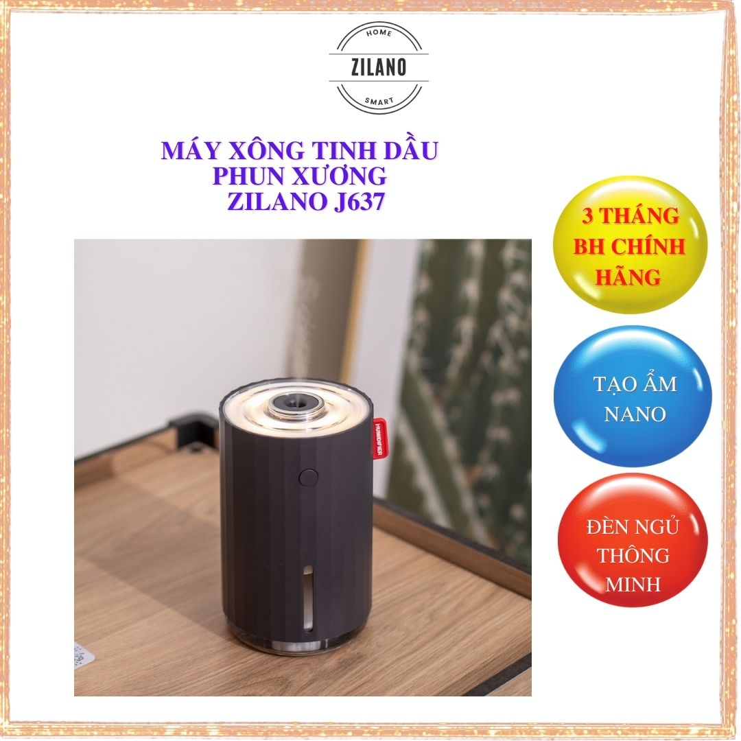 Máy xông tinh dầu phòng ngủ phun sương tạo ẩm có đèn Led thay đèn ngủ Zilano GXZ-J637 - Hàng chính hãng