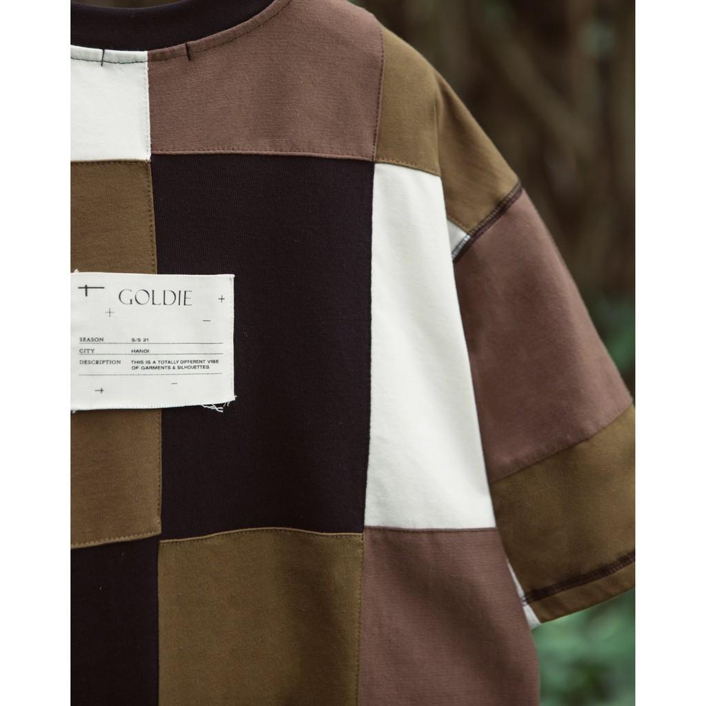 Áo thun 'GOLDIE PATCHWORK' ghép mảnh 100% cotton 2 chiều