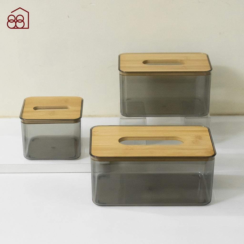 Hộp Đựng Giấy Ăn Trong Suốt Nắp Gỗ Sang Trọng Cứng Cáp
