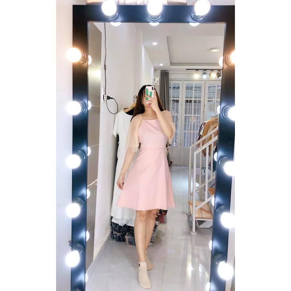 [] ĐẦM YẾM PHỐI TAY LƯỚI HỒNG