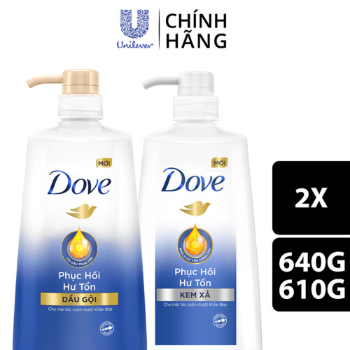 Combo Dove Phục Hồi Hư Tổn Dầu Gội 640g + Kem Xả 610g