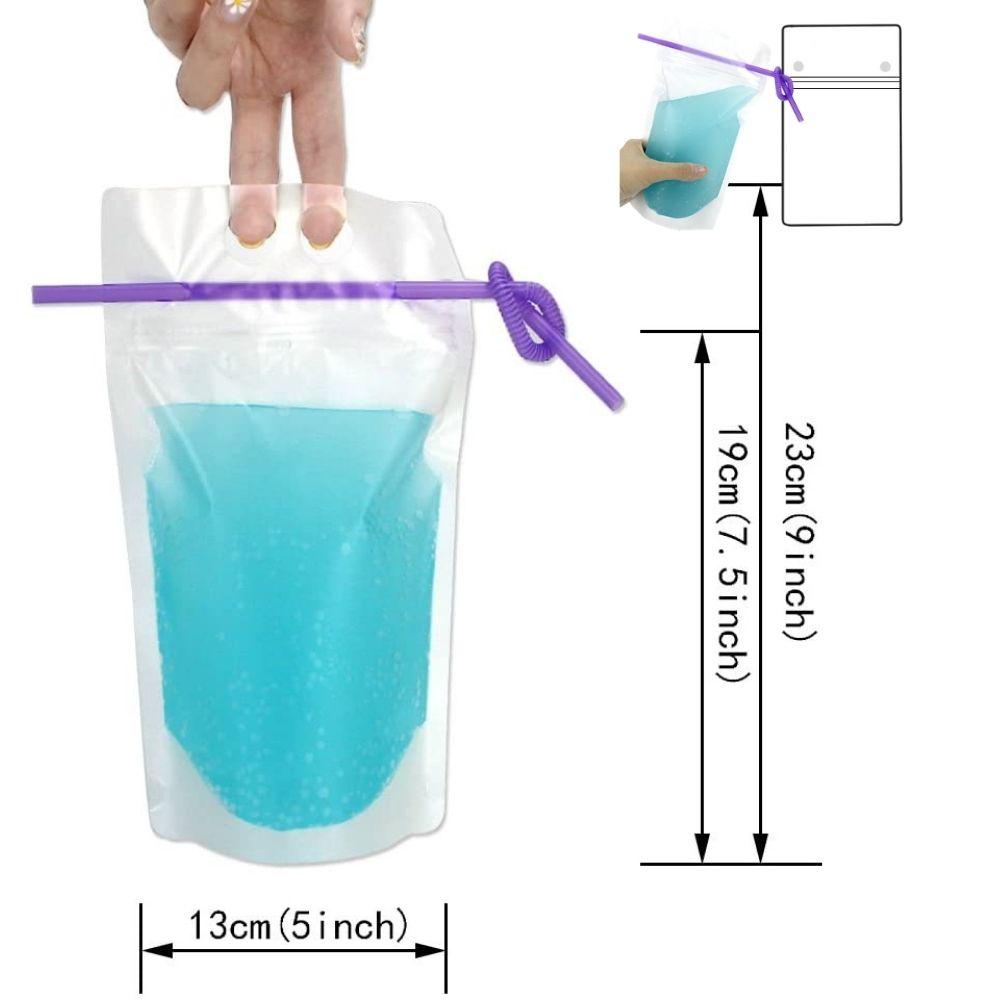 1 Túi Đựng Nước Trong Suốt Có Thể Kéo Dài Và Ống Hút