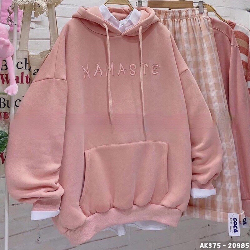  Áo Hoodies nỉ ngoại tay phồng cánh dơi Unisex thêu chữ thời trang TiH030