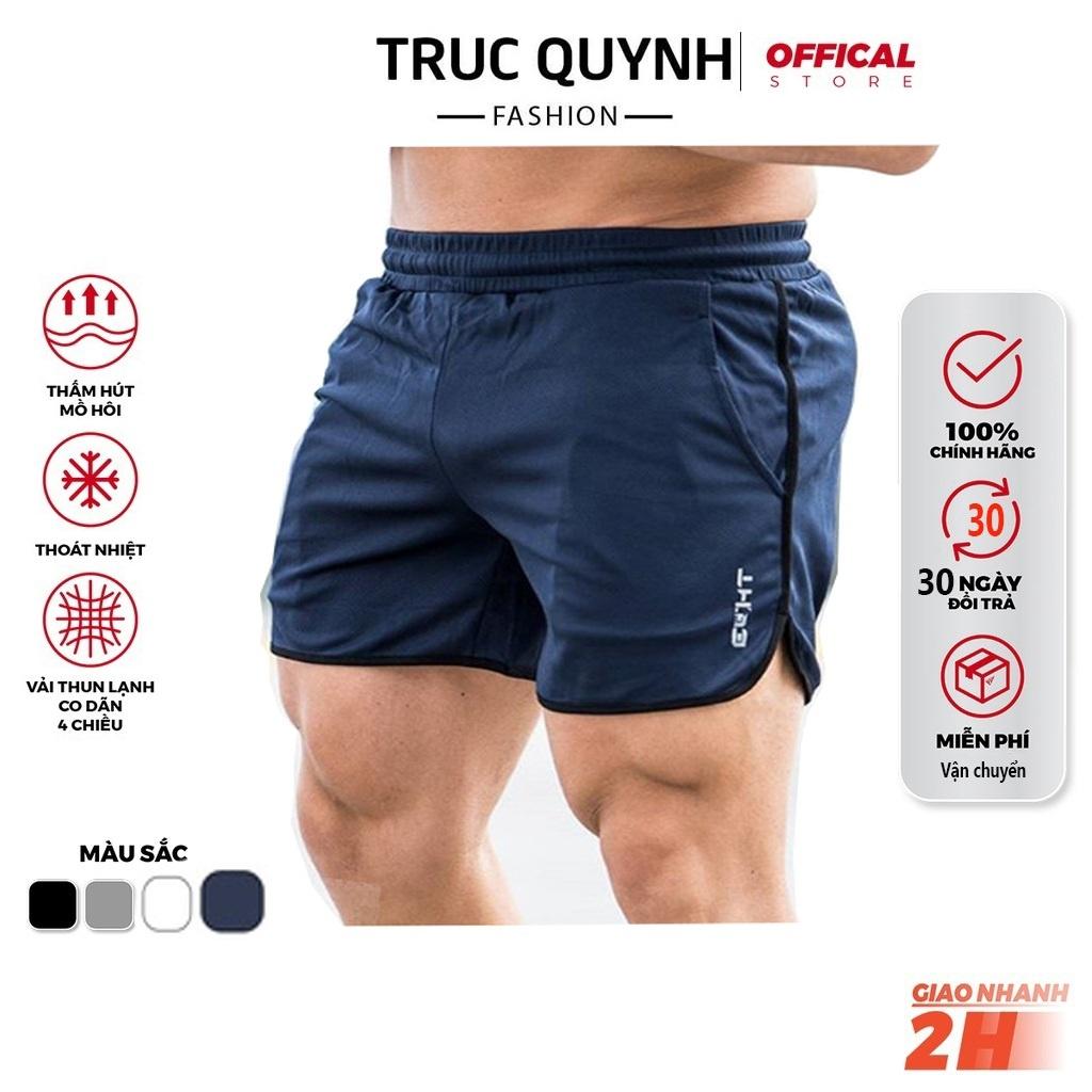 Quần đùi nam thể thao tập gym chạy bộ đá banh , quần short nam thể thao vải mè co giãn QSGM006