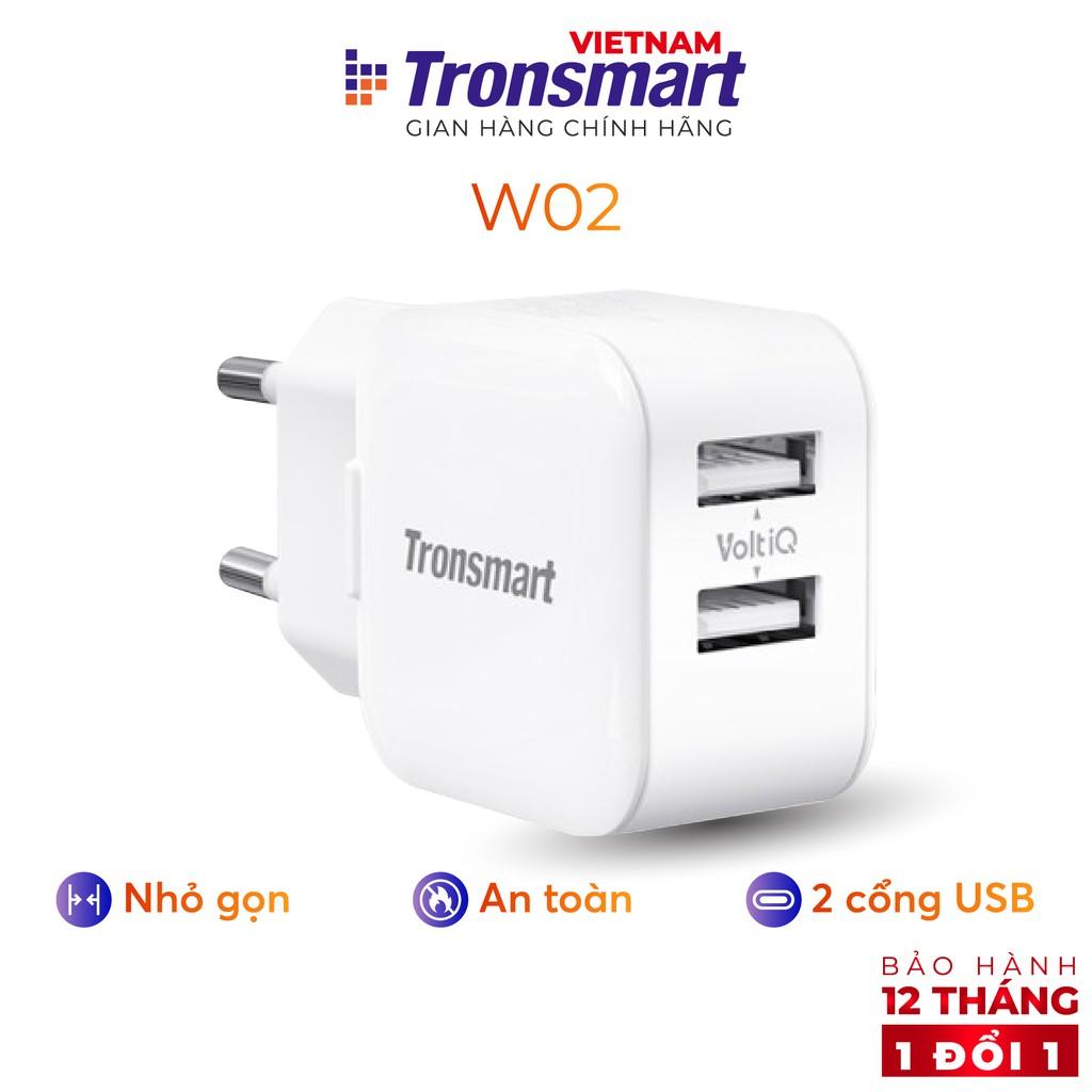 Củ sạc 2 cổng USB Tronsmart W02 công nghệ VoliQ 12W dòng 2.4A - Hàng chính hãng
