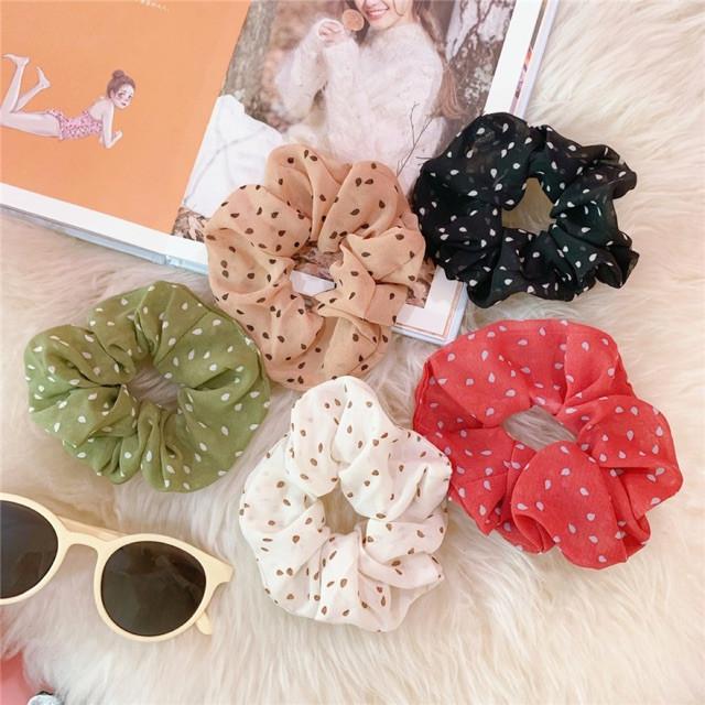 Combo 5 dây buộc tóc scrunchies vòng chấm bi dễ thương giao màu ngẫu nhiên