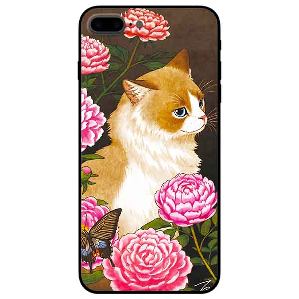 Ốp lưng in cho Iphone 7 Plus/ 8 Plus Mẫu Mèo Và Hoa