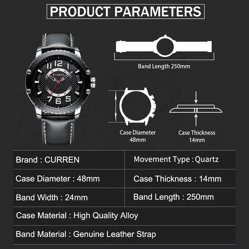 Đồng hồ đeo tay hợp kim không thấm nước Gương Hardlex dây da chính hãng CURREN 8341 Man Quartz