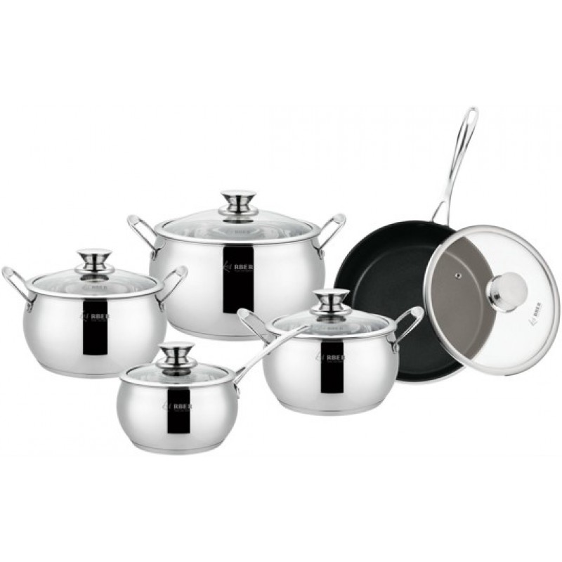 Bộ nồi inox 5 món dáng bầu Arber AN-06BB Hàng chính hãng