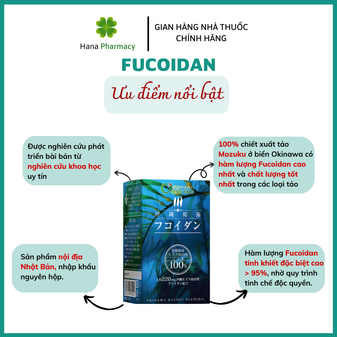 KASSOU OKINAWA FUCOIDAN viên uống giúp tăng đề kháng, hồi phục sức khỏe, ngừa ung thư, chống oxy hóa