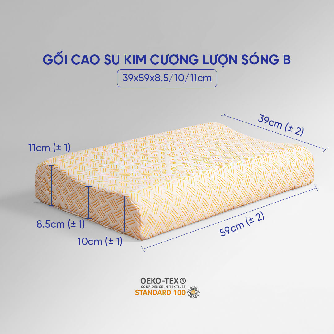 Gối Cao Su Kim Cương Lượn Sóng 39x59x10cm