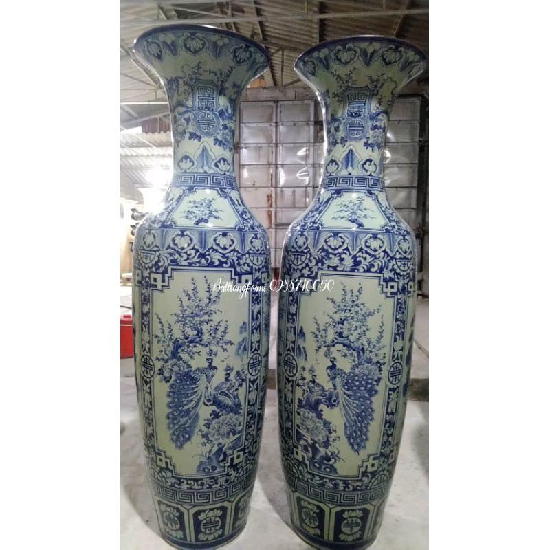 Lọ Lộc Bình Tứ Cảnh Men Lam 1M4