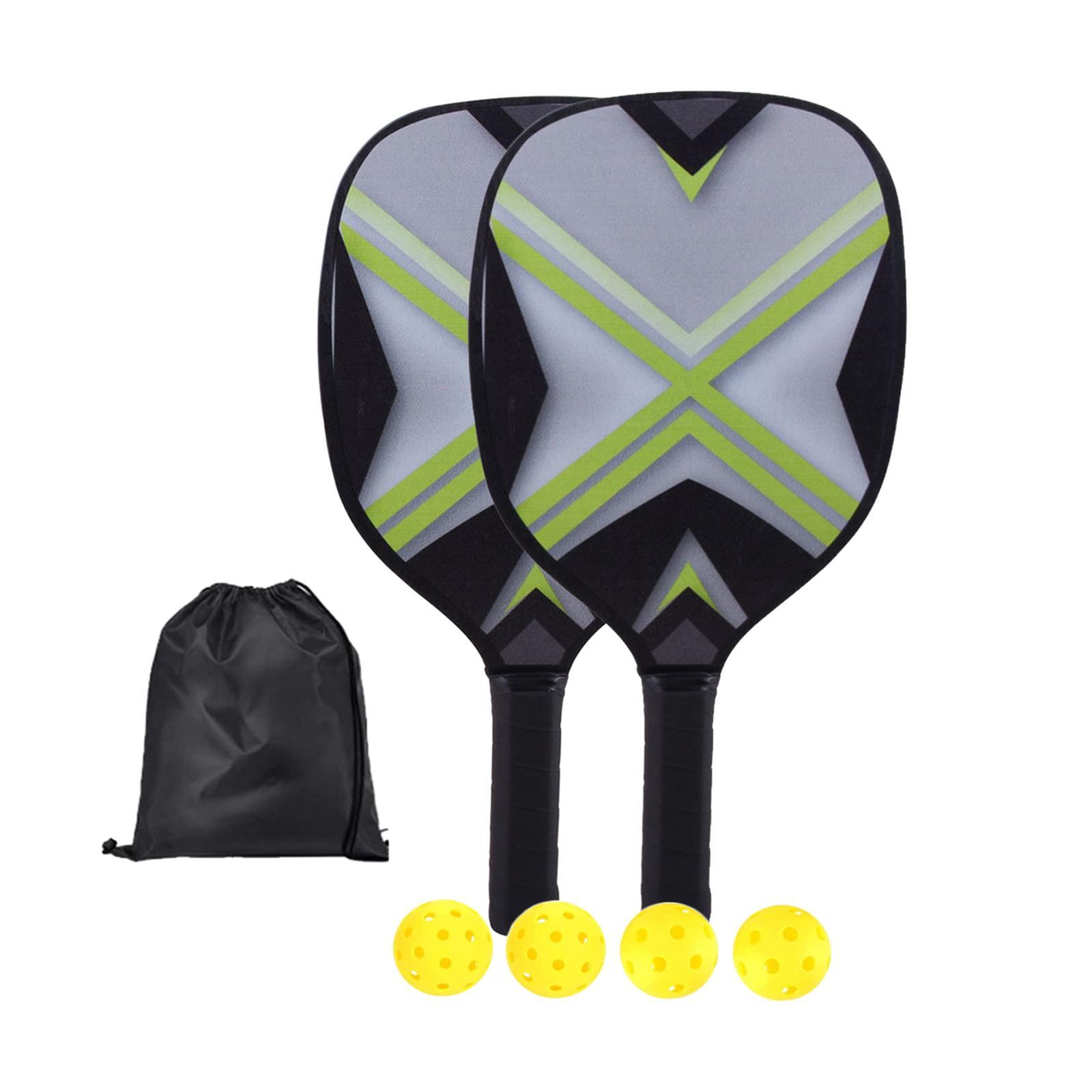 Pickleball Paddles Set of 2 Rackets with 4 Balls and Storage Bag for Indoor and Outdoor Tournament