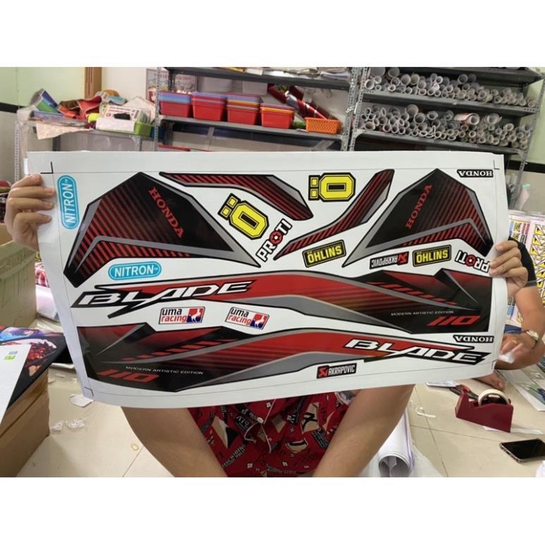 Tem xe wave blade 110 đỏ đen mới bảo hành màu sắc vĩnh viễn