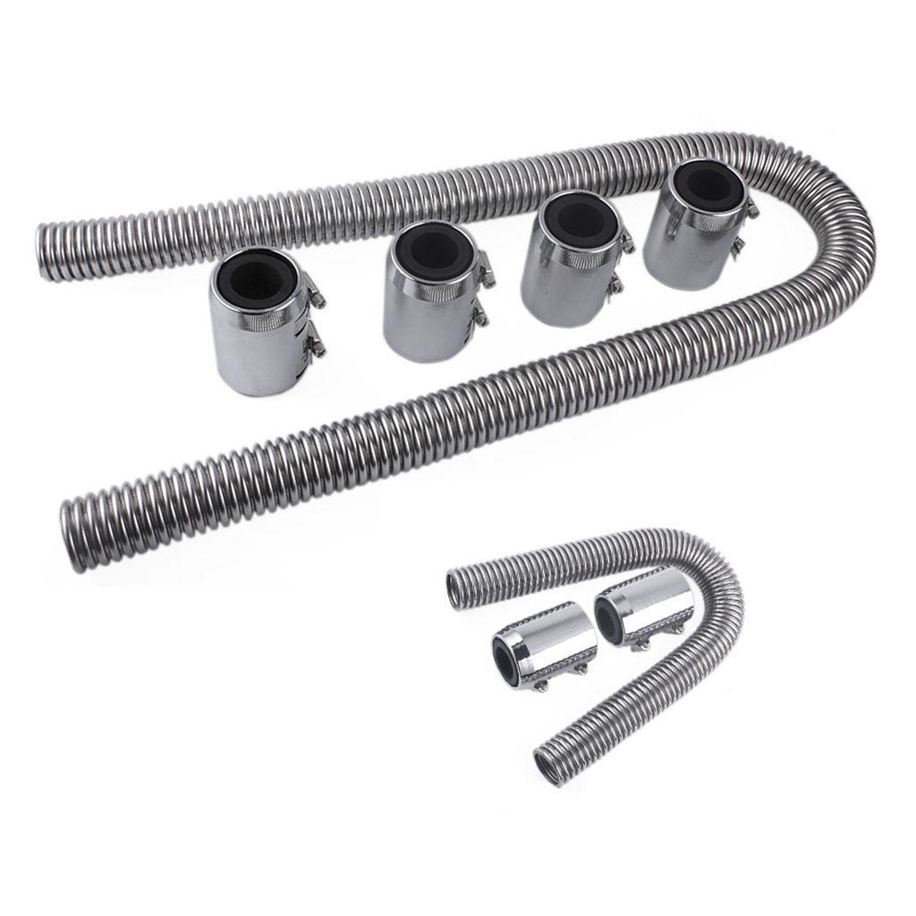 Chrome Stainless Steel Hose Kit 24" UNIVERSAL Aluminum Clamp Covers