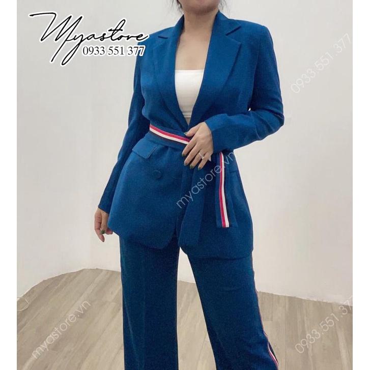 Set vest nữ cao cấp dự tiệc, công sở màu xanh cổ vịt