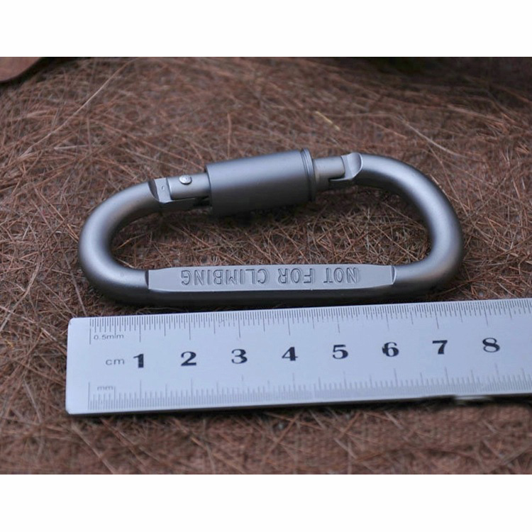 Combo 2 Móc Đa Năng Móc Khóa Nhôm Đi Phượt Carabiner Chữ D Khoá Xoay 8cm