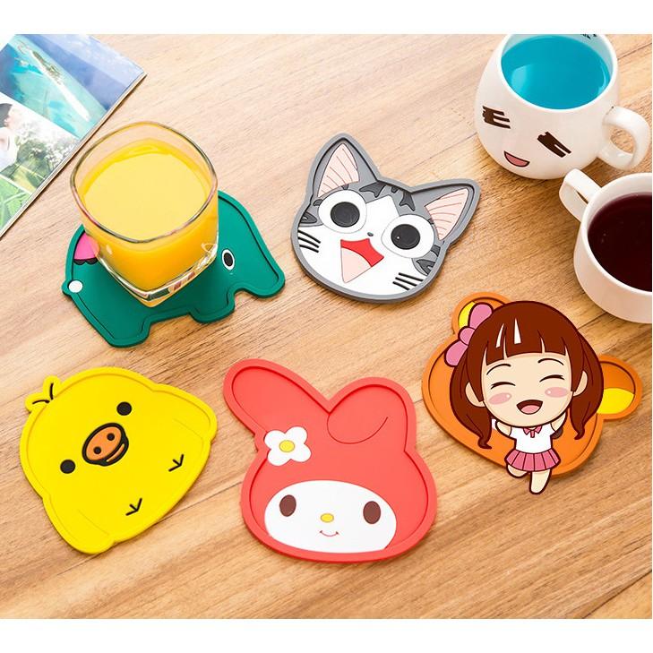 Miếng Lót Ly Hình Thú Silicon Dễ Thương Cute Sinh Động Bàn Làm Việc