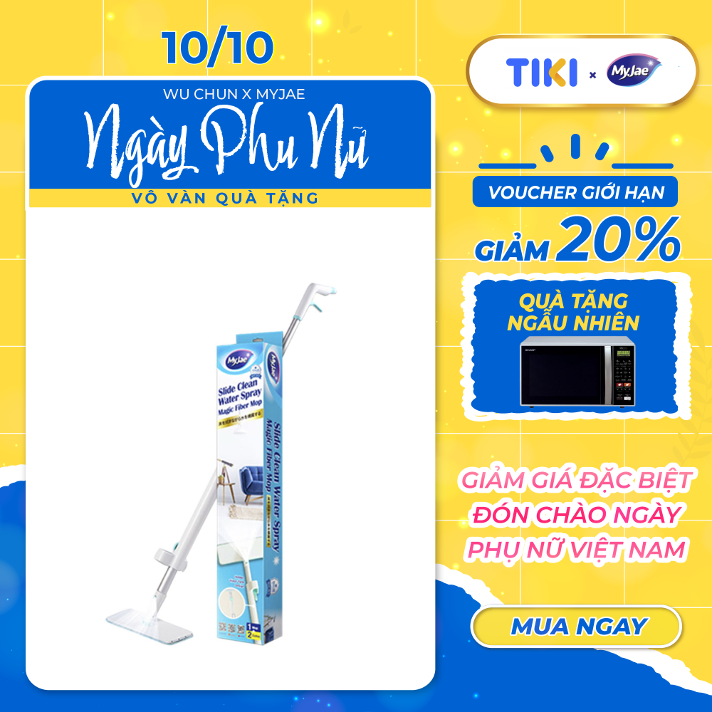 [Tặng Bông Lau] Cây Lau Nhà MyJae Sợi Microfiber Tự Vắt Phun Sương Xoay 360 Độ Thông Minh 138cm