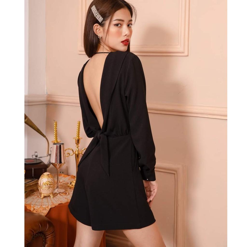 Jumpsuit đen tay dài hở lưng sang chảnh bigsize váy đầm nữ đẹp đi biển giá rẻ