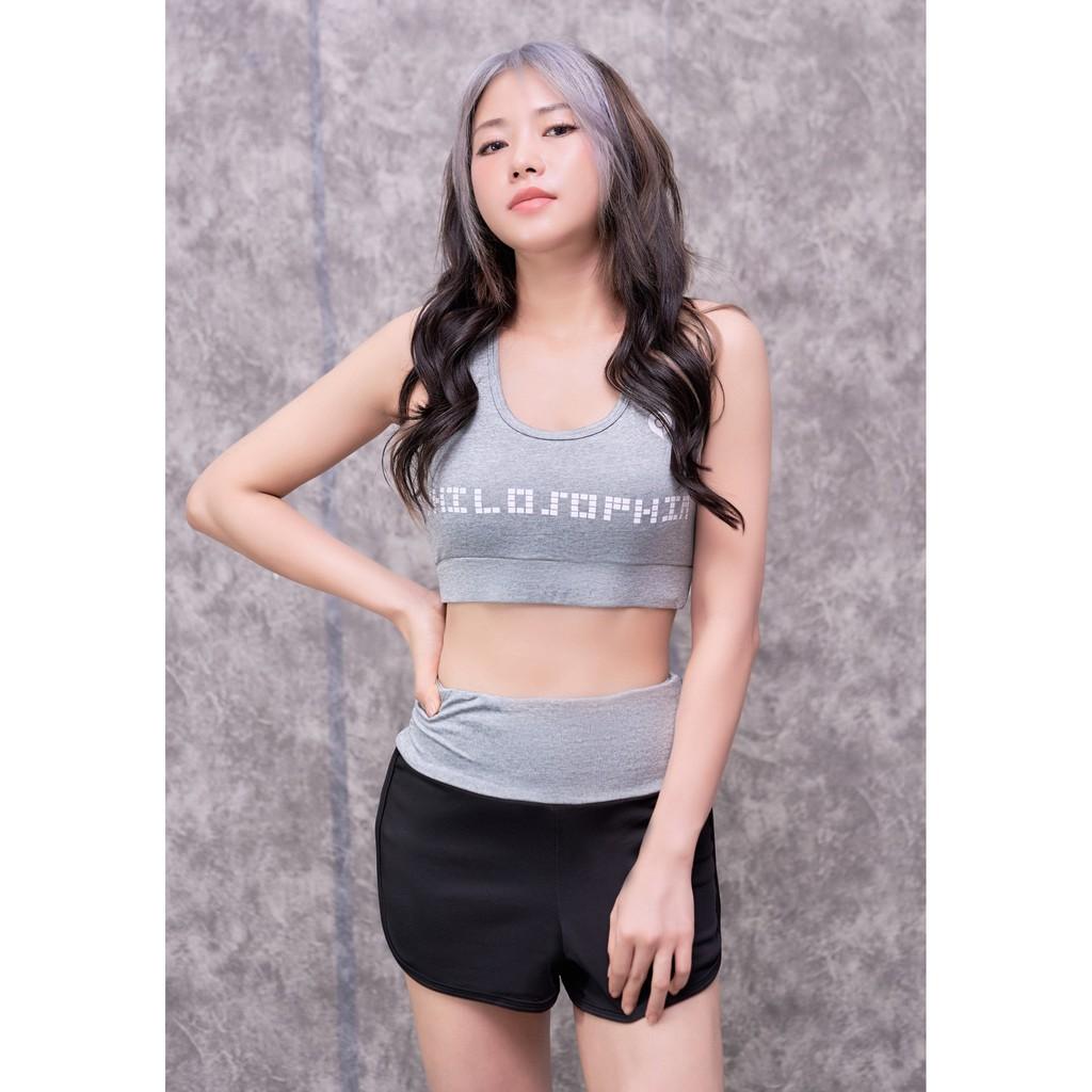  Set bộ đồ tập gym nữ ngắn gồm áo bra áo lưới quần đùi 2 lơp tập yoga gym aerobic thể thao co giãn