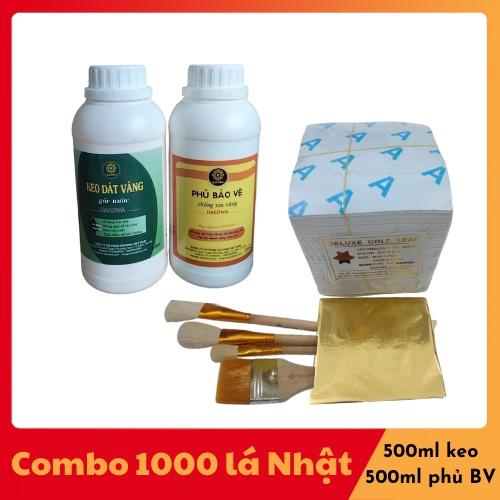 Combo 1000 lá Nhật khổ 9cm kèm keo, phủ bảo vệ, phụ kiện chuyên dát hoa quả, thạch cao, xi măng tiện lợi sử dụng ngay