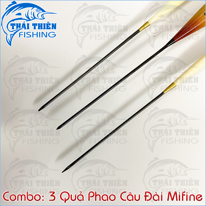 Combo 3 Chiếc Phao Câu Đài Mifine Chất Liệu Gỗ Phủ Nano Có Đài Phản Quang